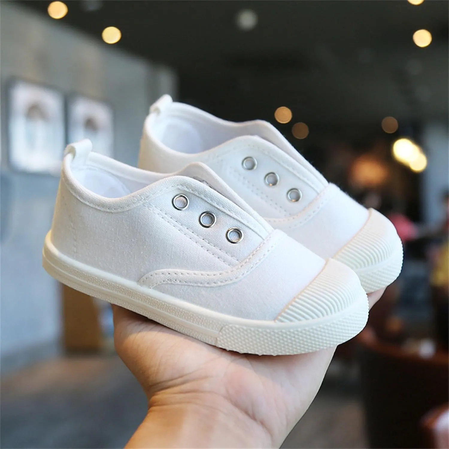 1 to 9 Years Girls Boys Slip On Canvas Sneaker, Kids Low Top Casual Fashion Shoes, Comfy Lace-Up Walking Shoes