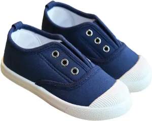 1 to 9 Years Girls Boys Slip On Canvas Sneaker, Kids Low Top Casual Fashion Shoes, Comfy Lace-Up Walking Shoes