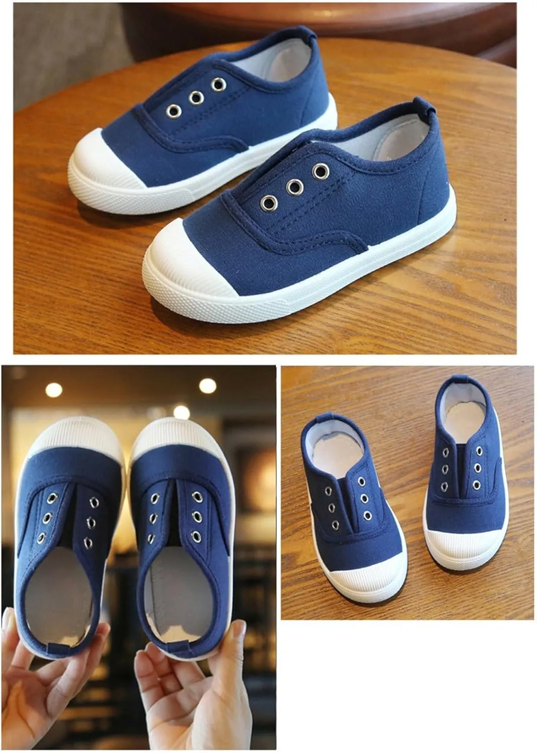 1 to 9 Years Girls Boys Slip On Canvas Sneaker, Kids Low Top Casual Fashion Shoes, Comfy Lace-Up Walking Shoes