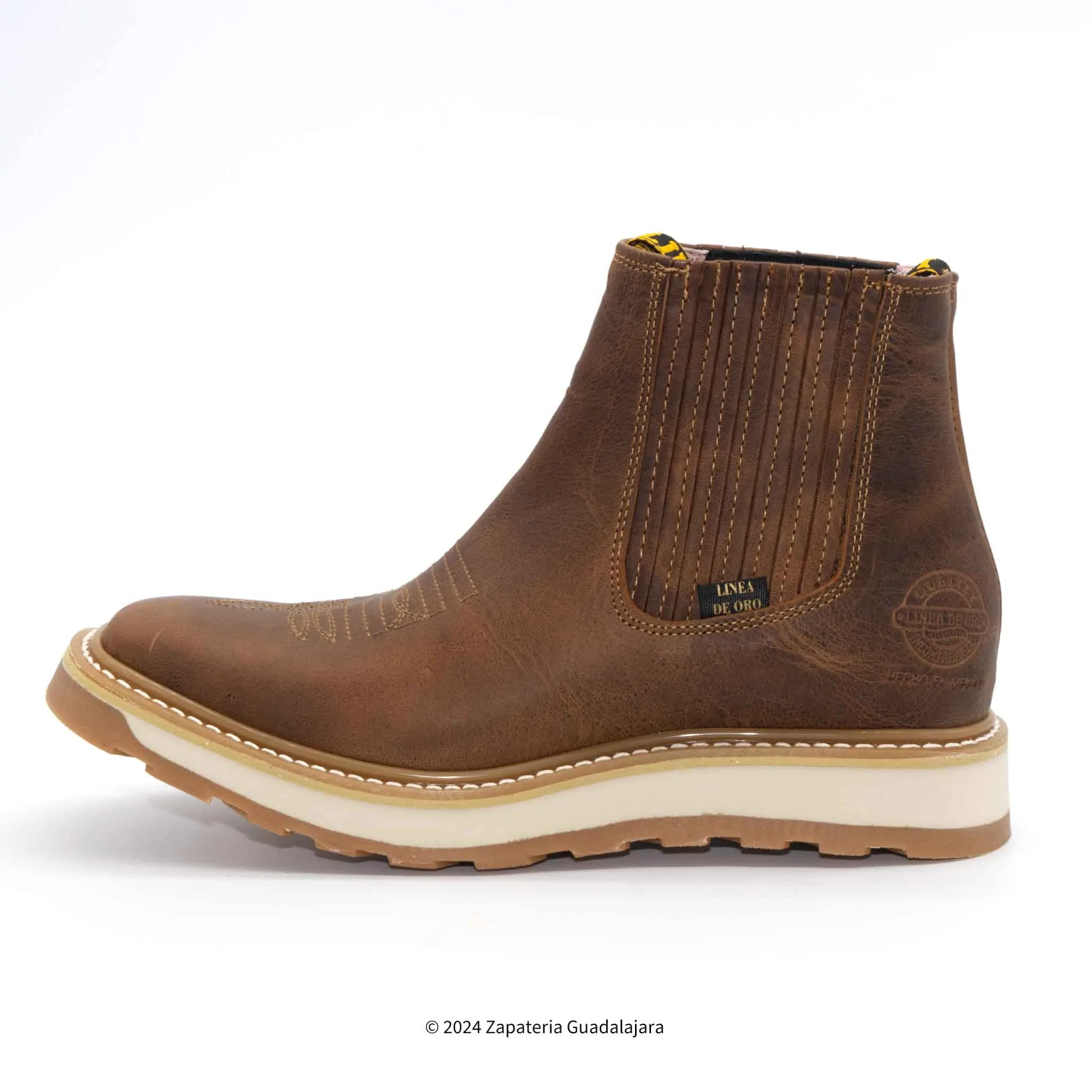 6" WIDE SQUARE SOFT TOE DOUBLE DENSITY SOLE VOLCANO HONEY PULL UP LEATHER WORK BOOT -1071