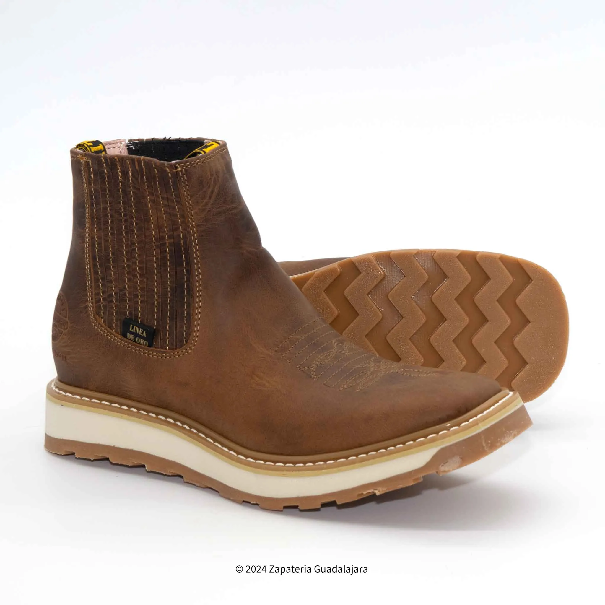 6" WIDE SQUARE SOFT TOE DOUBLE DENSITY SOLE VOLCANO HONEY PULL UP LEATHER WORK BOOT -1071