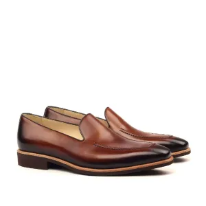 Ambrogio Men's Handmade Custom Made Shoes Brown Calf-Skin Leather Slip-On Loafers (AMB1068)