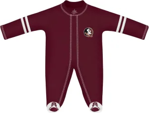 Creative Knitwear College Baby Infant Sports Shoe Footed Romper Long Sleeve- Florida State Seminoles Logo, Garnet/White, Size 0-3 Months