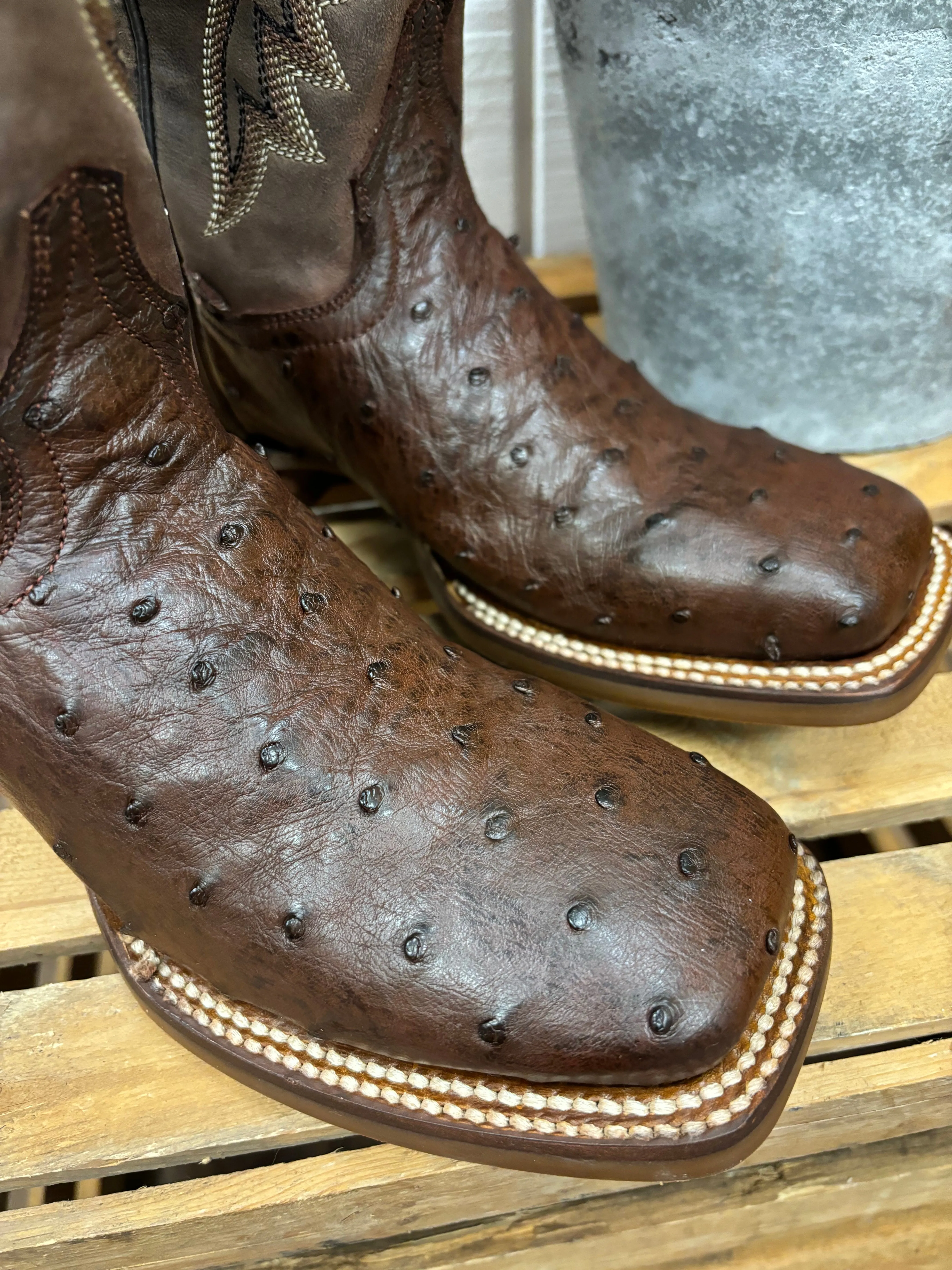 Dan Post Women's Kylo Chocolate Full Quill Ostrich Square Toe Cowgirl Boots DP5250