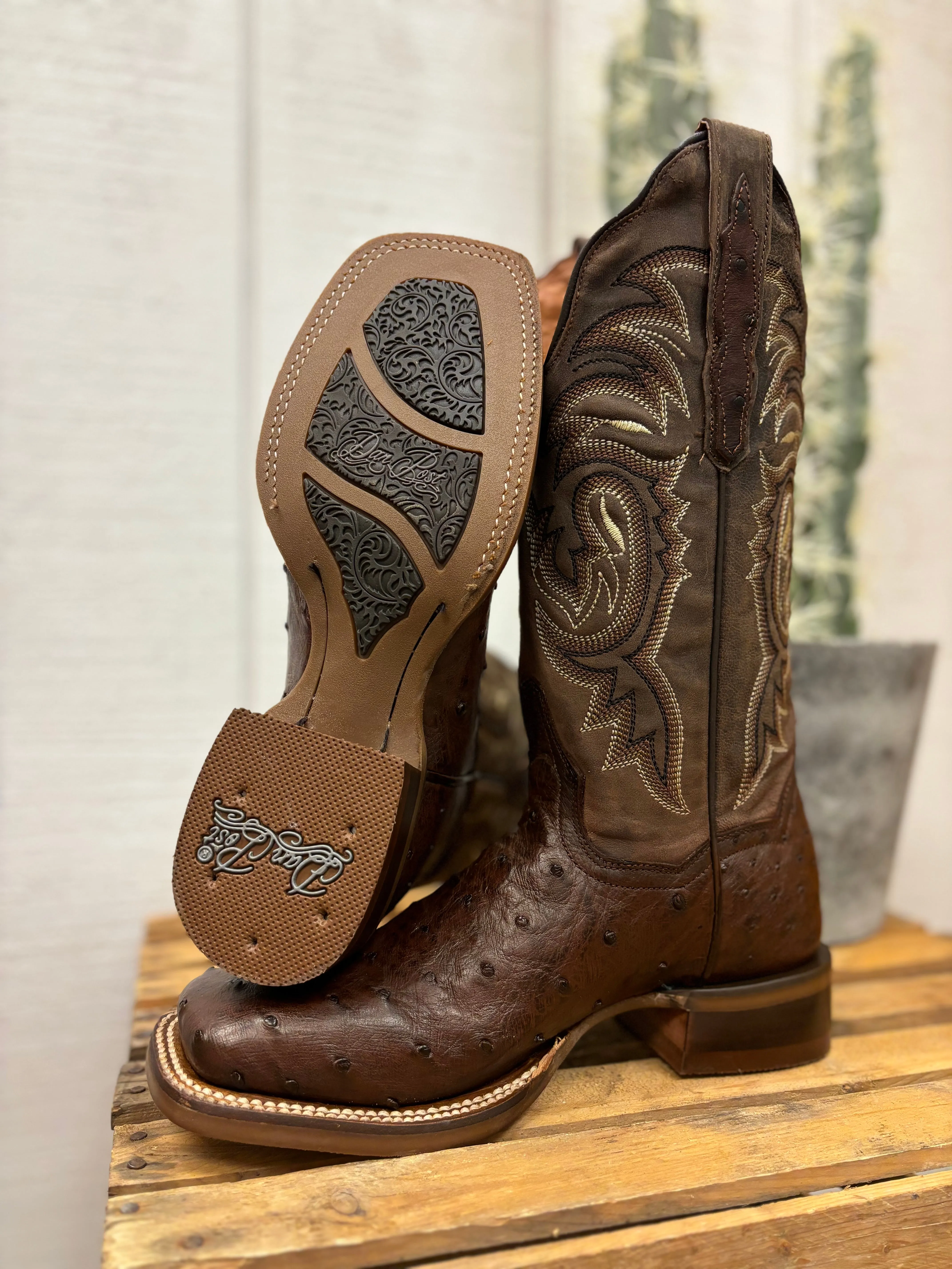 Dan Post Women's Kylo Chocolate Full Quill Ostrich Square Toe Cowgirl Boots DP5250