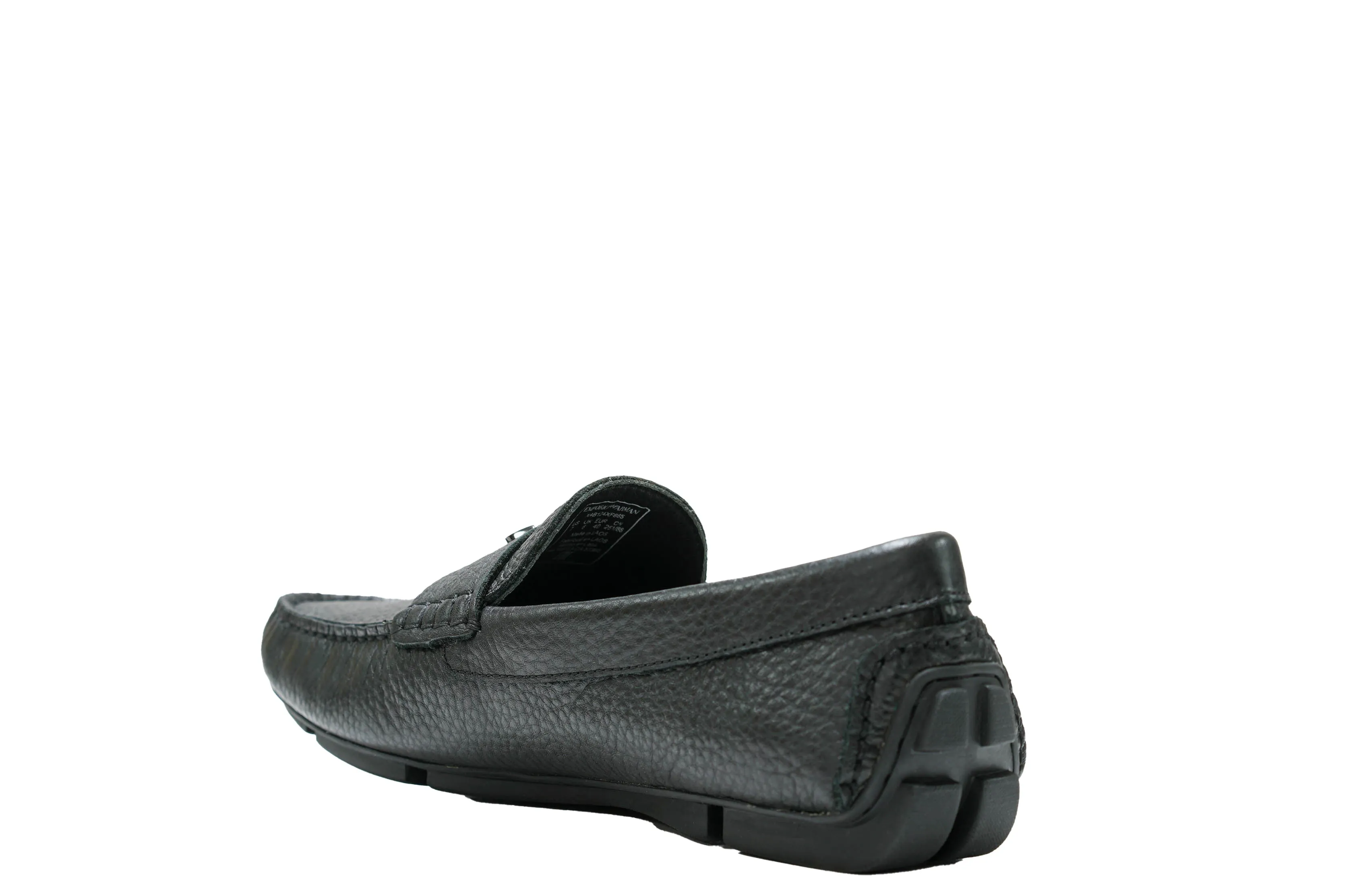 Emporio Armani Men's Black Leather Logo Moccasins X4B124 20% OFF