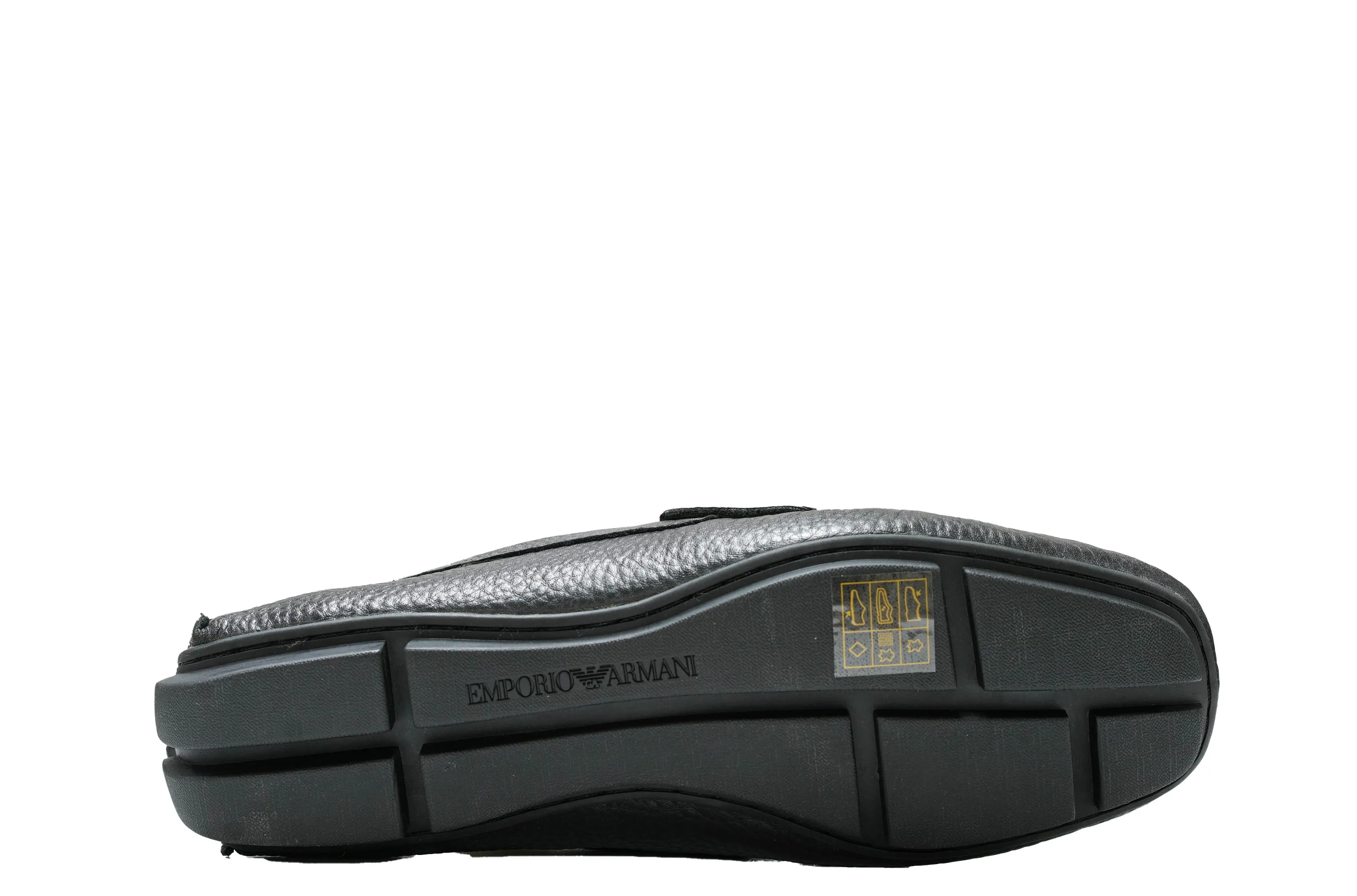 Emporio Armani Men's Black Leather Logo Moccasins X4B124 20% OFF