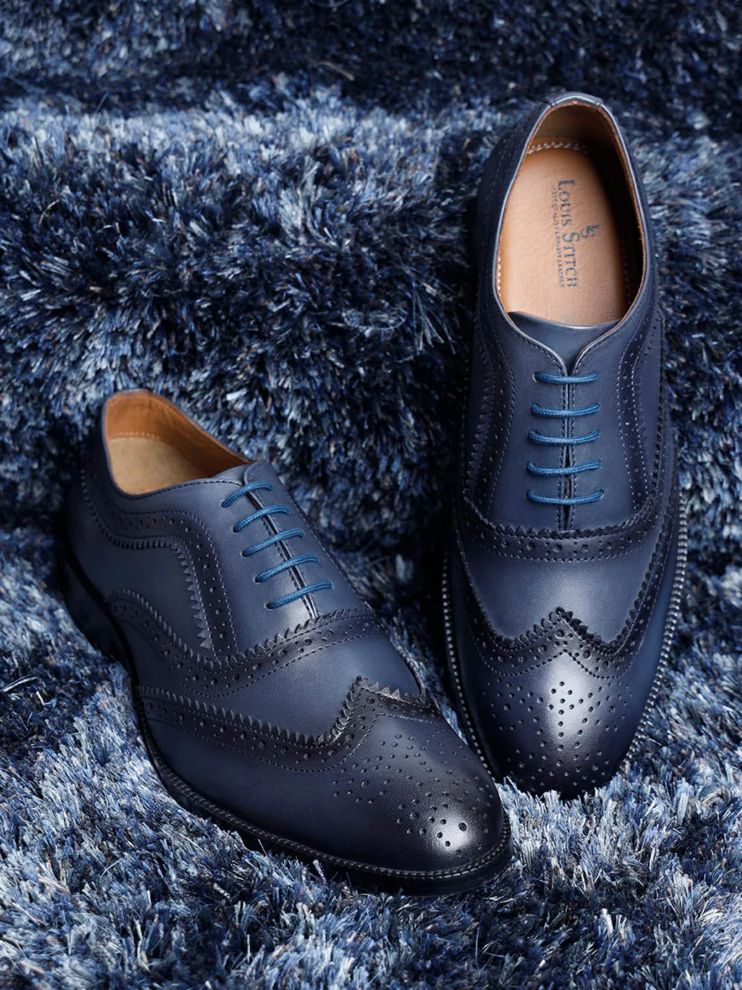 Federal Blue Handmade Premium Italian Leather Brogues