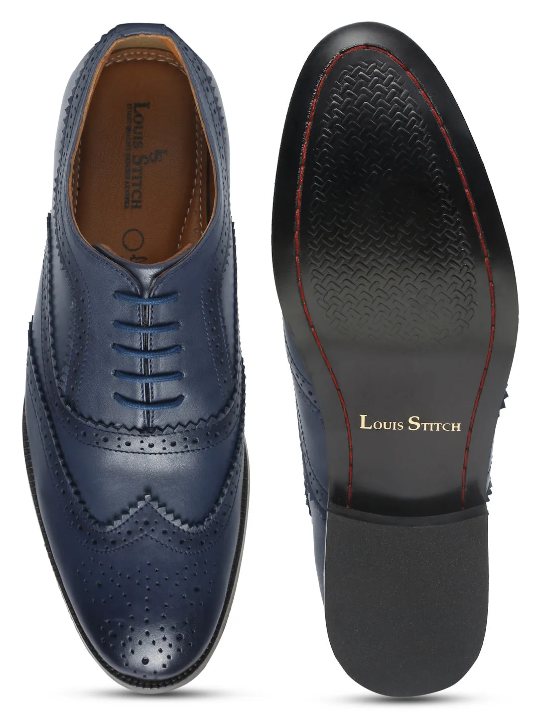 Federal Blue Handmade Premium Italian Leather Brogues