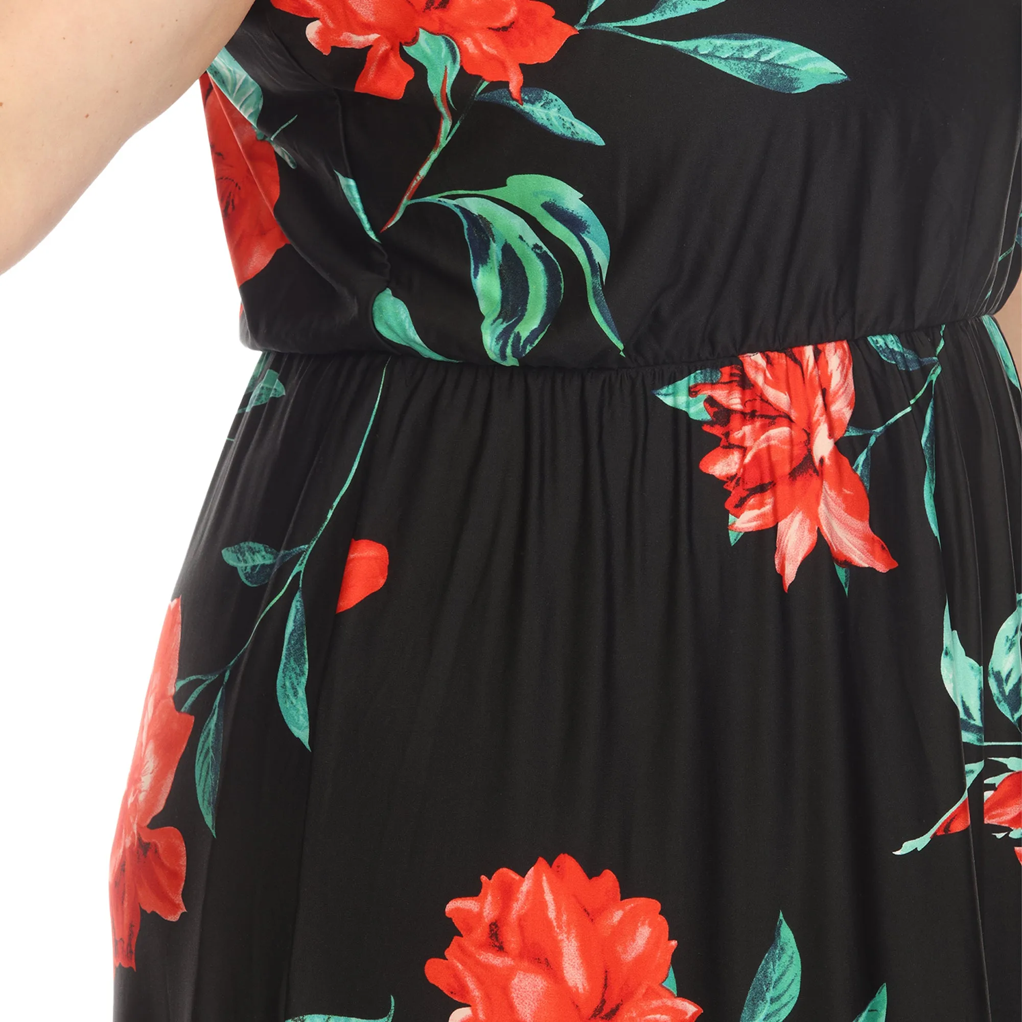 Floral Strap Maxi Dress | Black Red