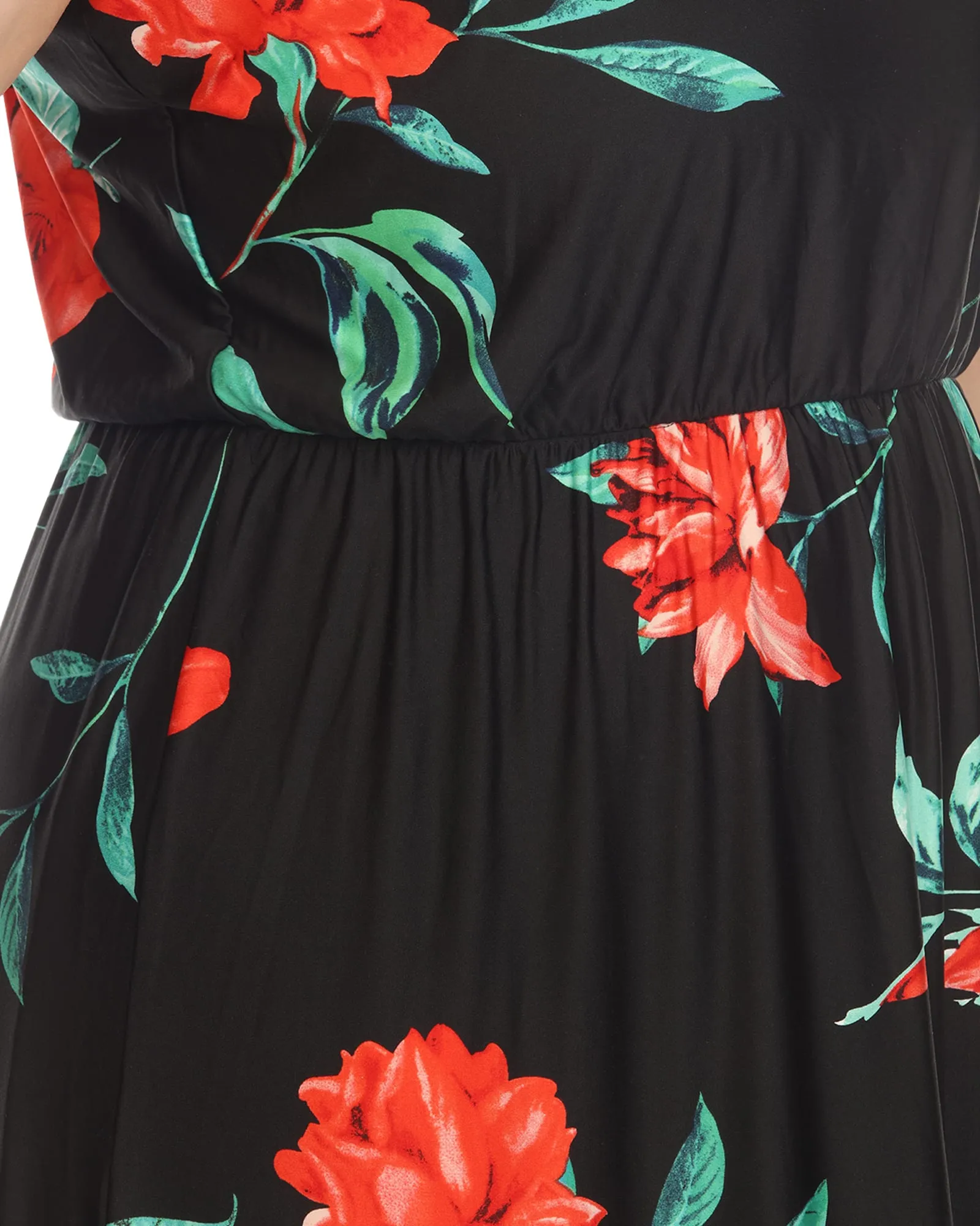 Floral Strap Maxi Dress | Black Red
