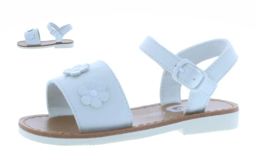 Girls Synthetic Leather Sandal with Flowers