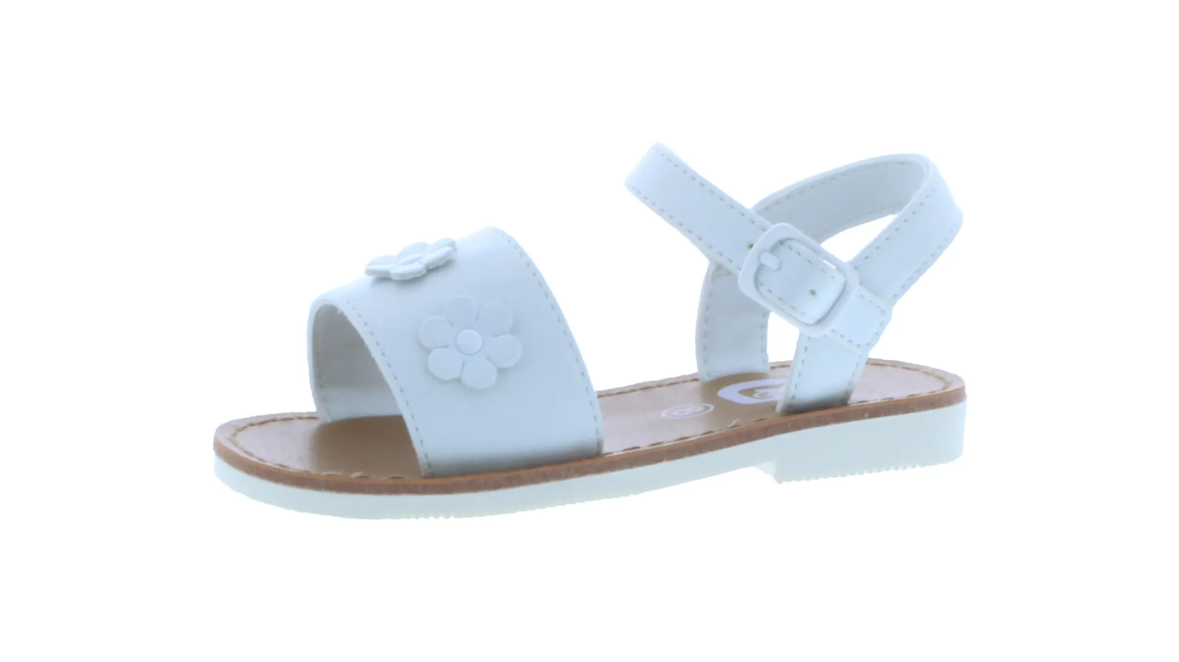 Girls Synthetic Leather Sandal with Flowers
