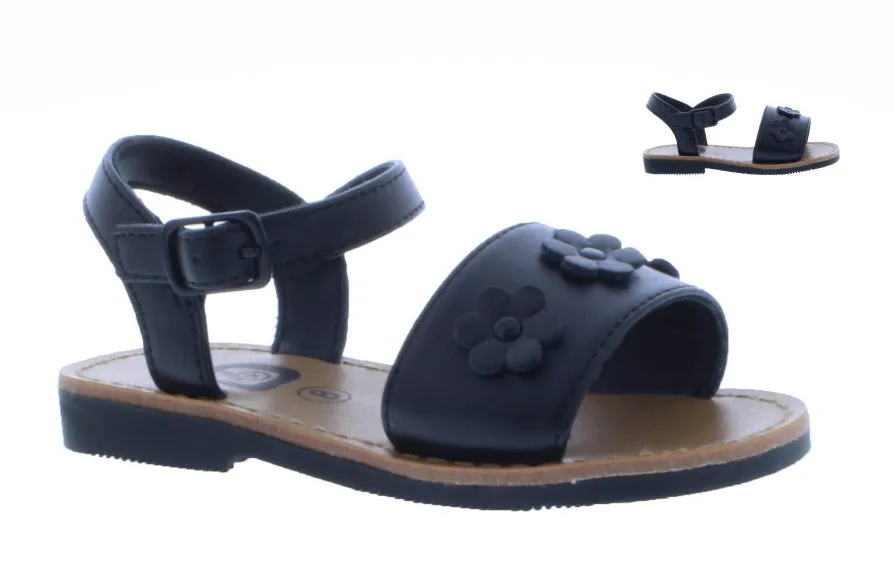 Girls Synthetic Leather Sandal with Flowers