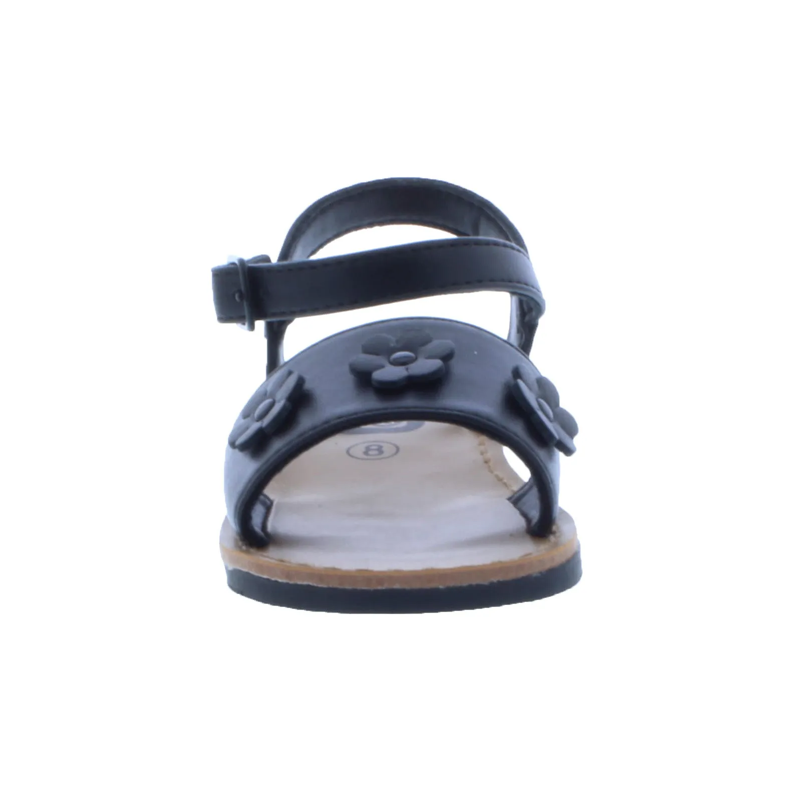 Girls Synthetic Leather Sandal with Flowers