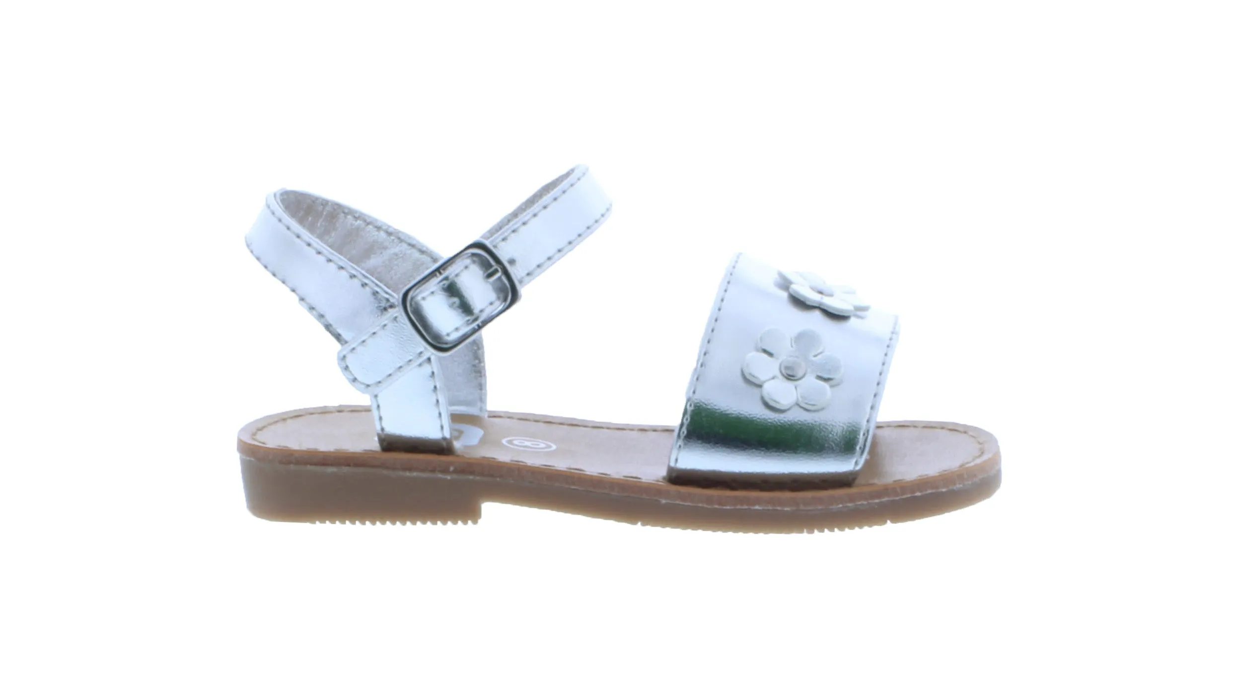 Girls Synthetic Leather Sandal with Flowers