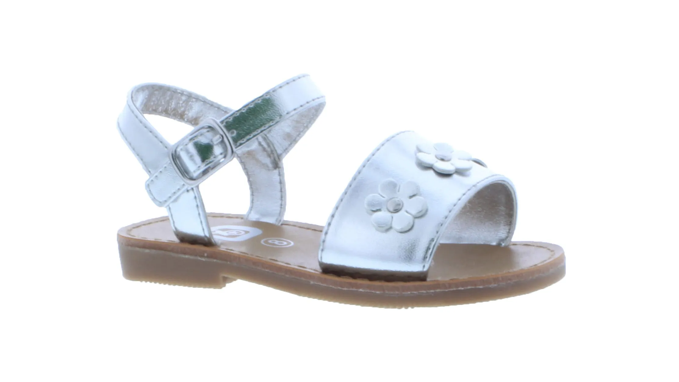 Girls Synthetic Leather Sandal with Flowers
