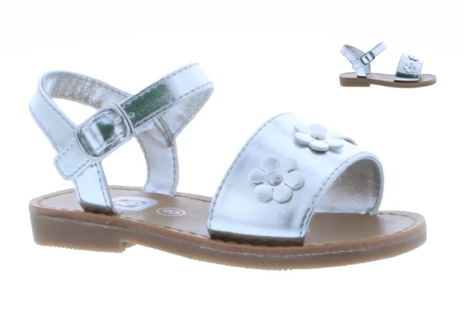 Girls Synthetic Leather Sandal with Flowers