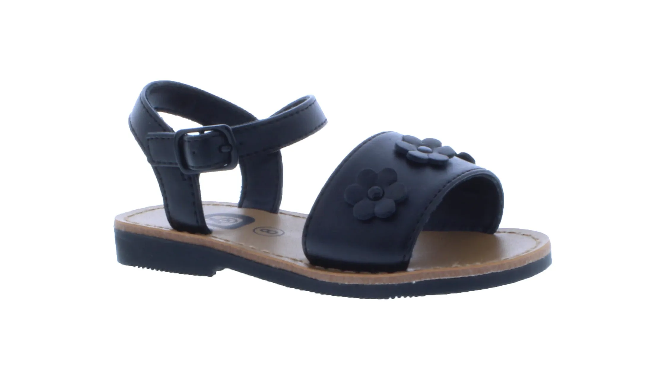 Girls Synthetic Leather Sandal with Flowers