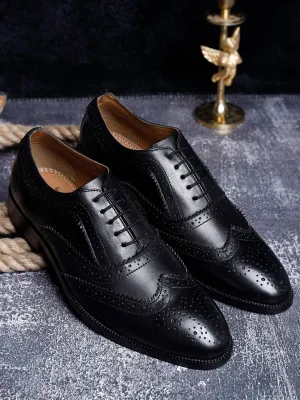 Jet Black Handmade Premium Italian Leather Brogues
