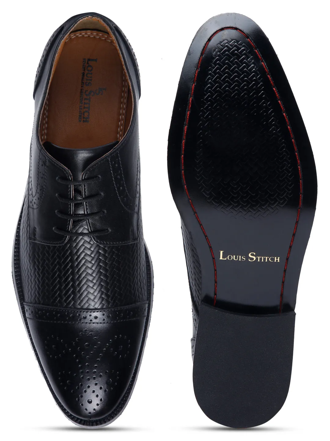 Jet Black Handmade Premium Italian Leather Weaved Oxfords