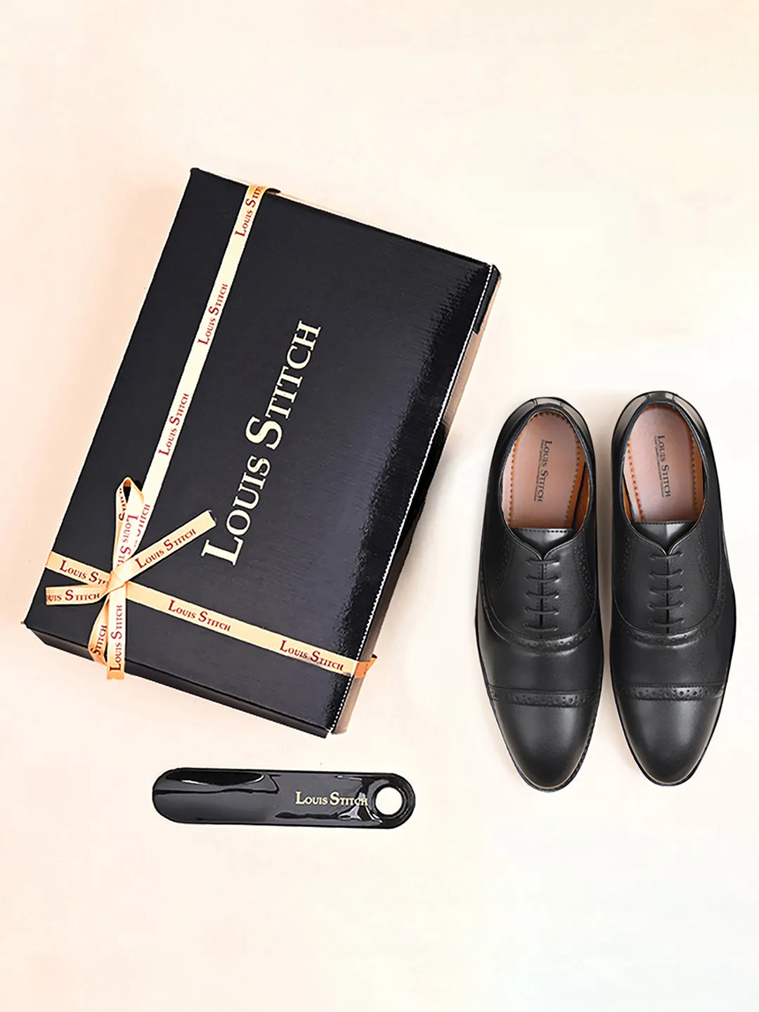 Jet Black Oxford Style Comfortable Formal Laceup Shoes