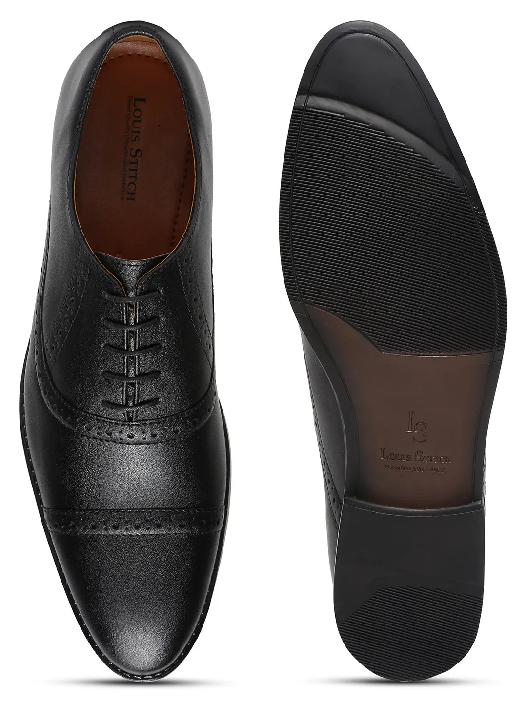 Jet Black Oxford Style Comfortable Formal Laceup Shoes