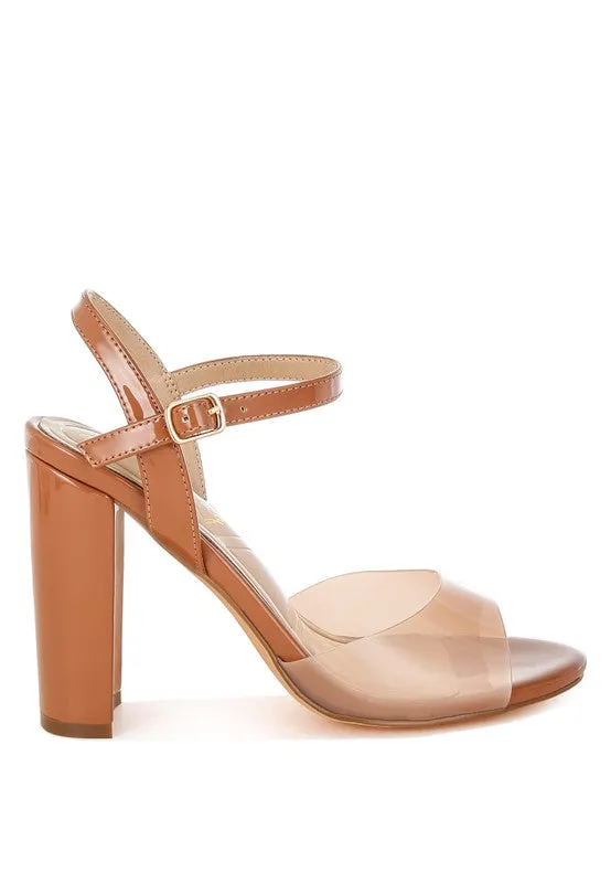 Kessel Tinted Clear Strap Block Heel Sandals