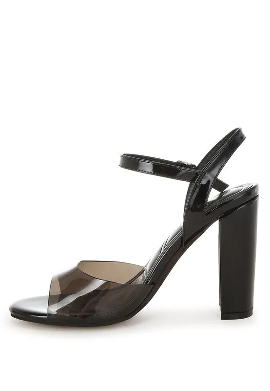 Kessel Tinted Clear Strap Block Heel Sandals