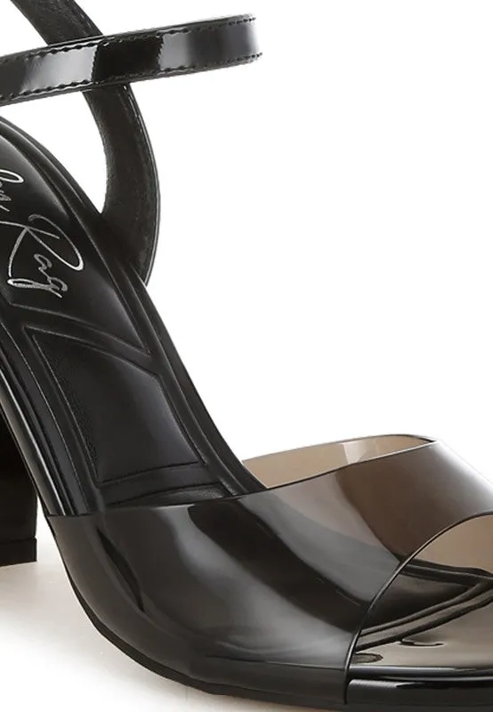 Kessel Tinted Clear Strap Block Heel Sandals
