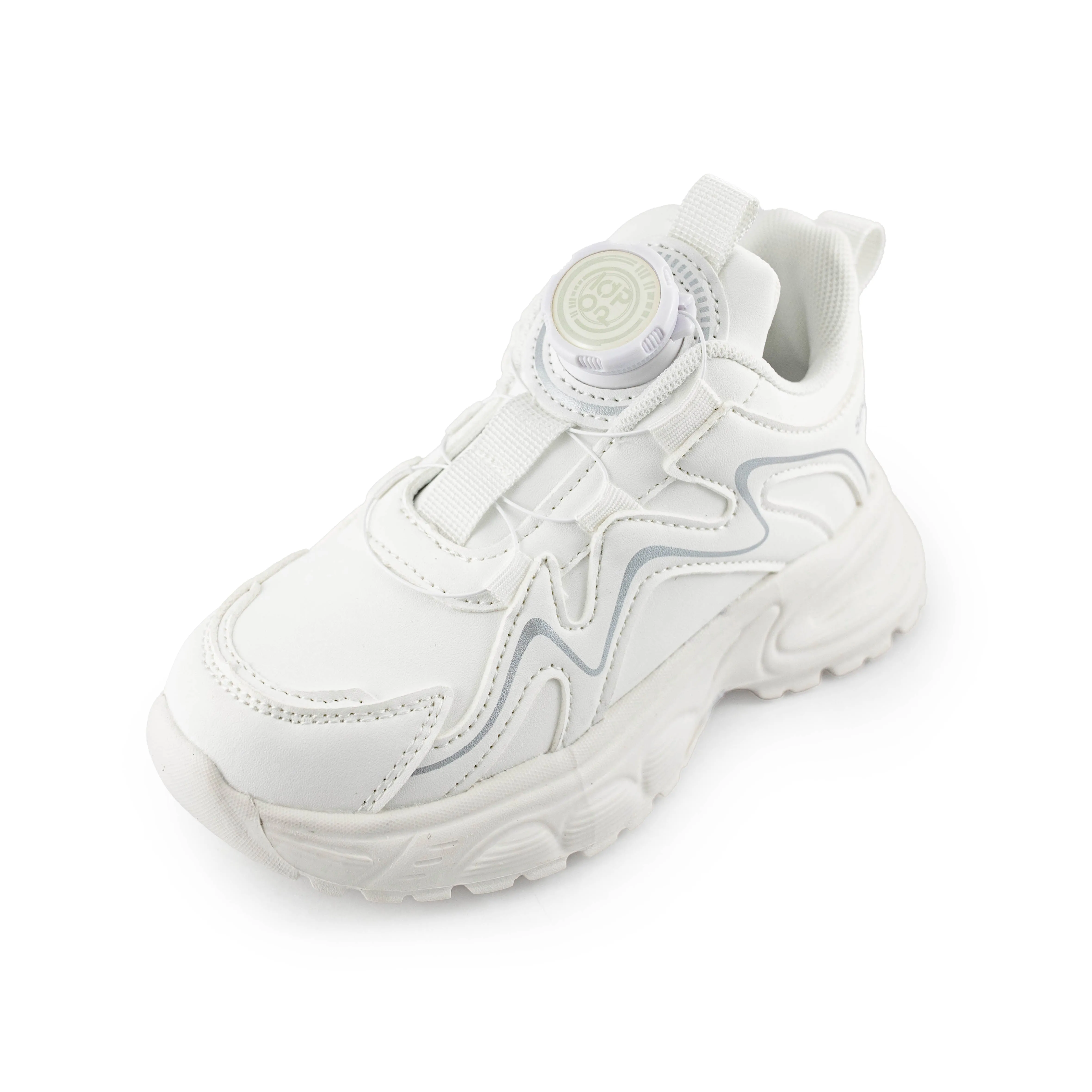 Kids' Unsex Rotary buckle Sneakers - A28666 White