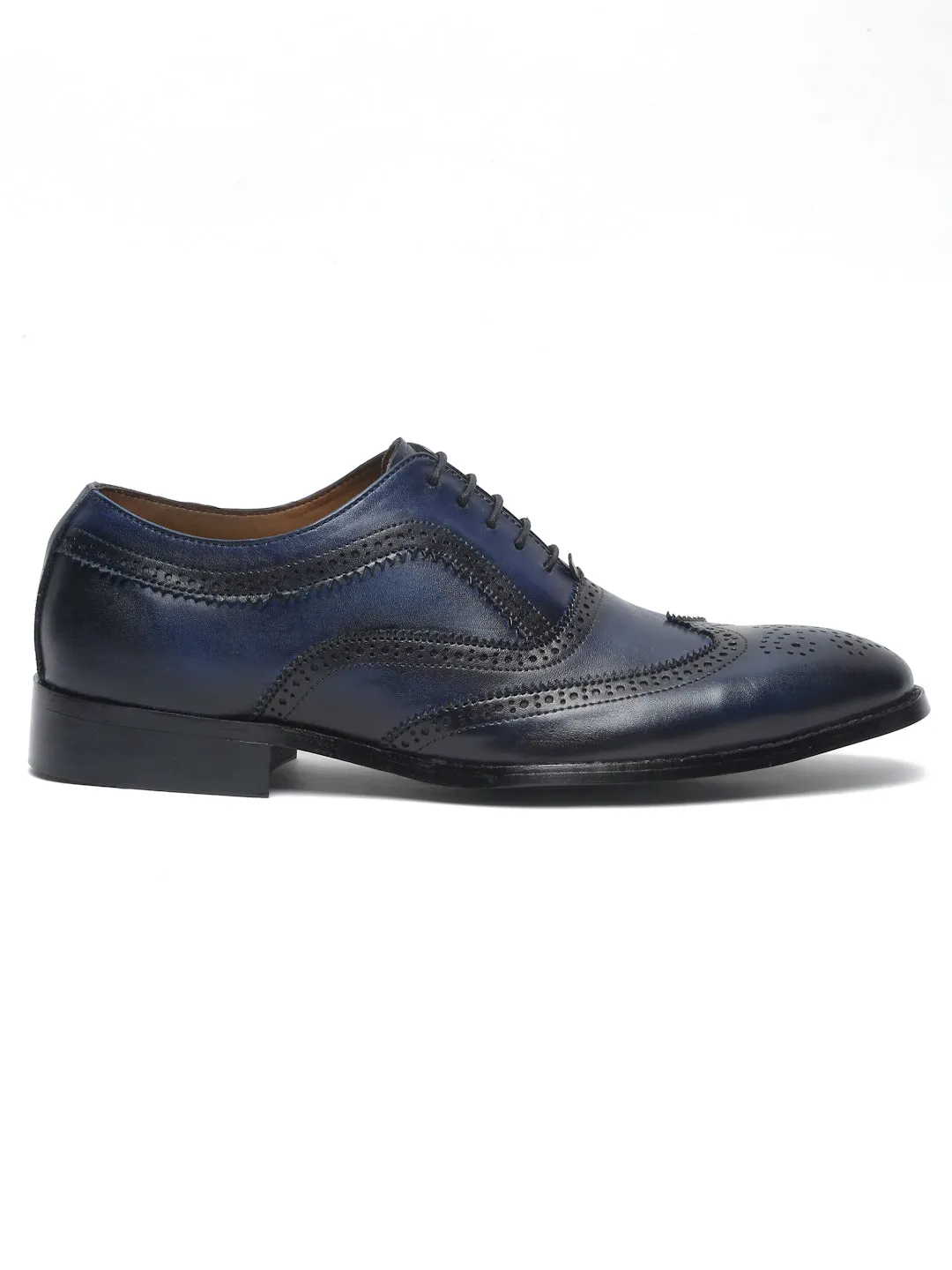 Men's Premium Italian Leather Handcrafted Blue Brogue Shoes