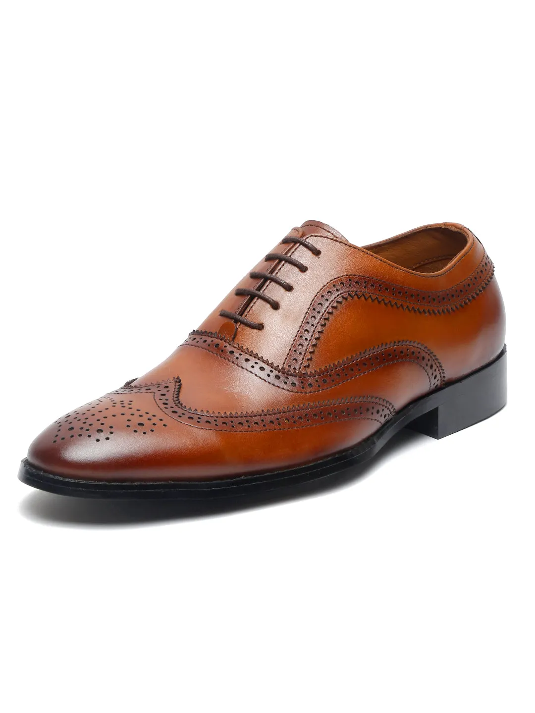 Men's Premium Italian Leather Handcrafted Tan Brogue Shoes