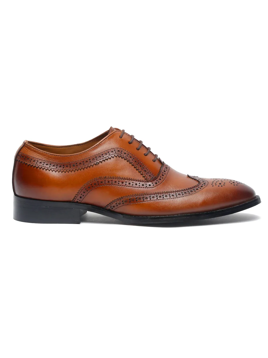 Men's Premium Italian Leather Handcrafted Tan Brogue Shoes