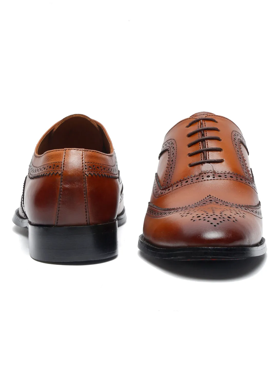 Men's Premium Italian Leather Handcrafted Tan Brogue Shoes