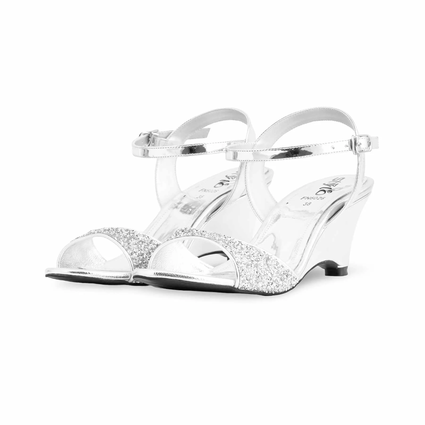 Silver Fancy Sandal For Women FN6026
