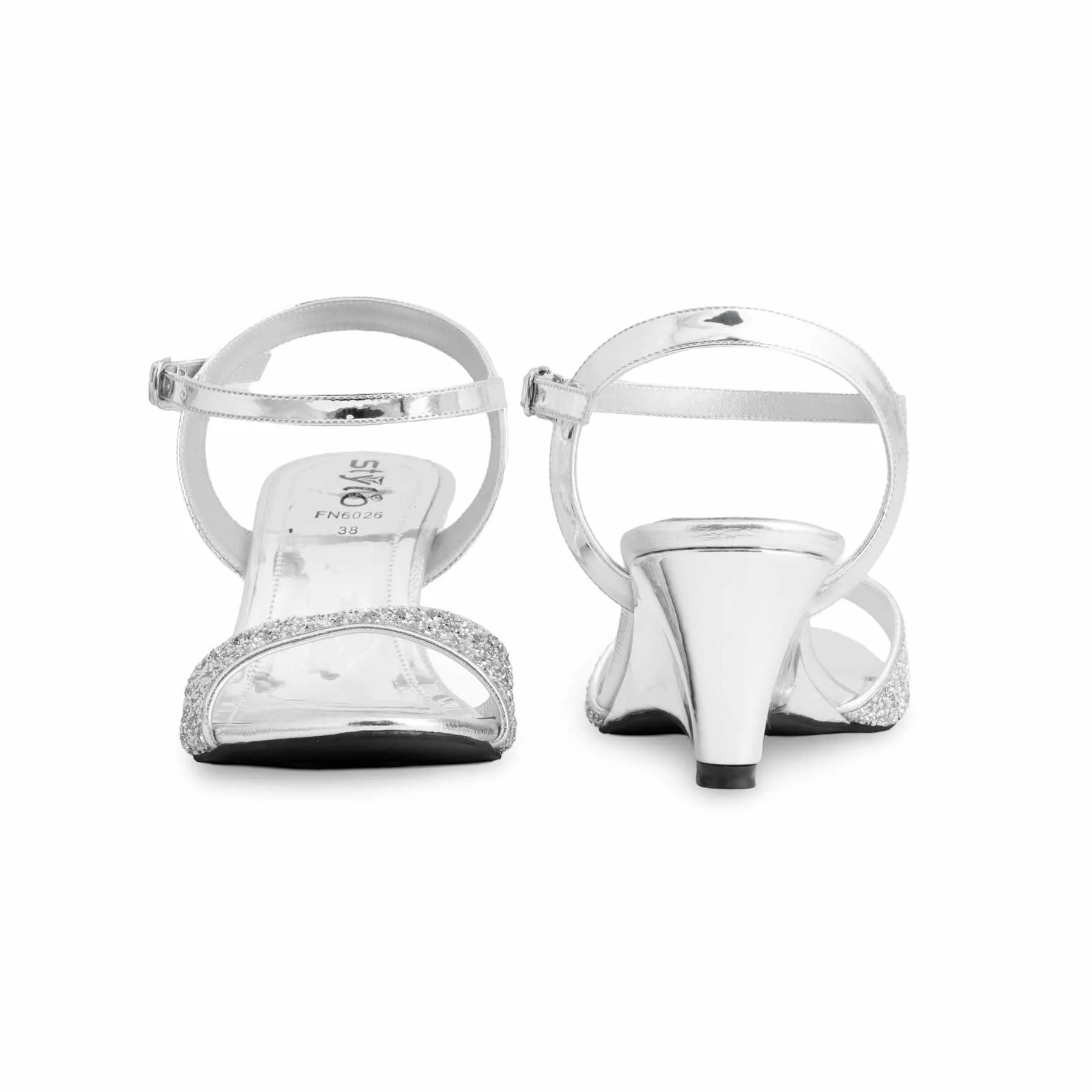 Silver Fancy Sandal For Women FN6026