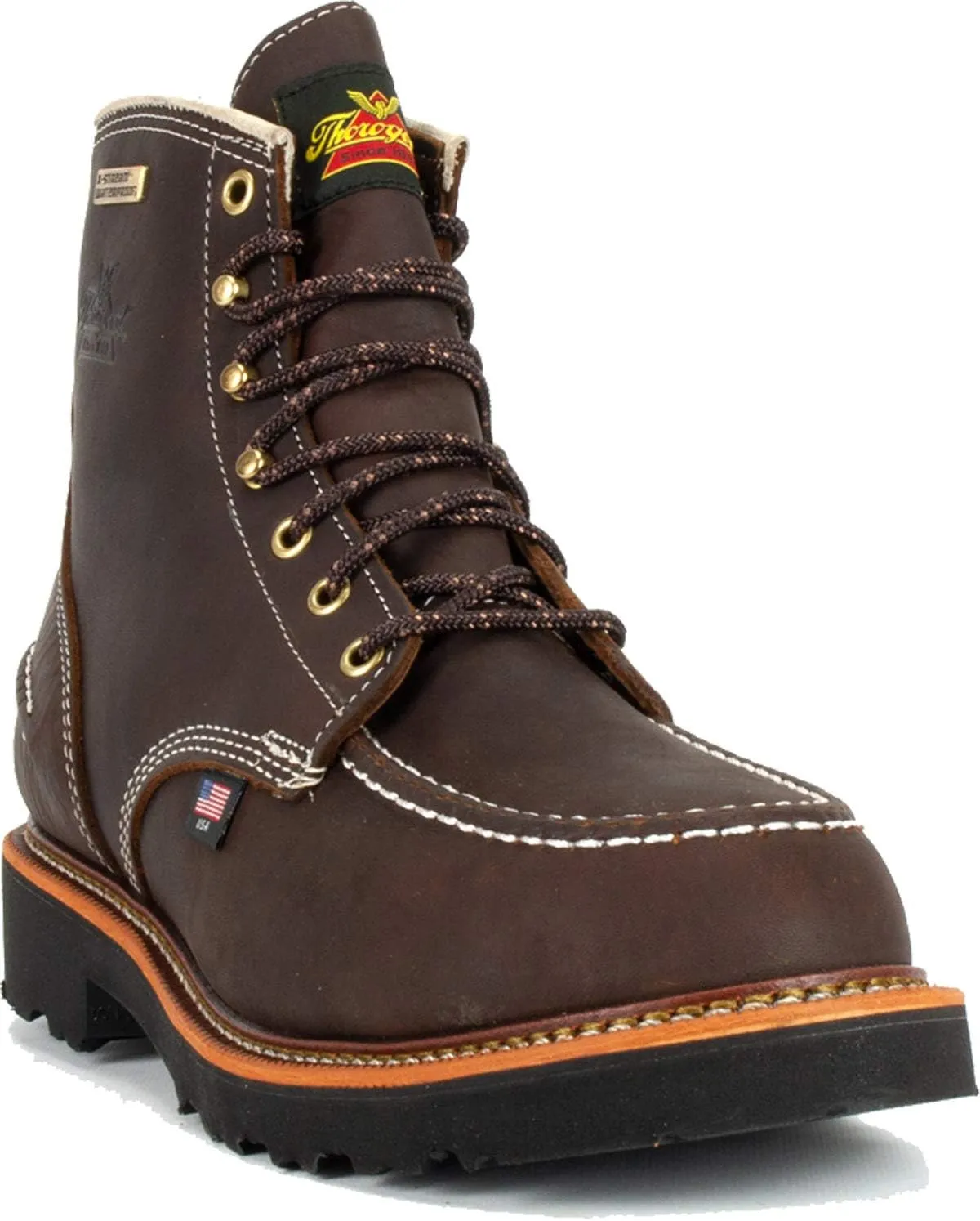 Thorogood 1957 Flyway 6 Waterproof Moc Toe Hunting Boots for Men - Premium Full-Grain Leather with Slip-Resistant Heel Outsole and Shock-Absorbing Footbed
