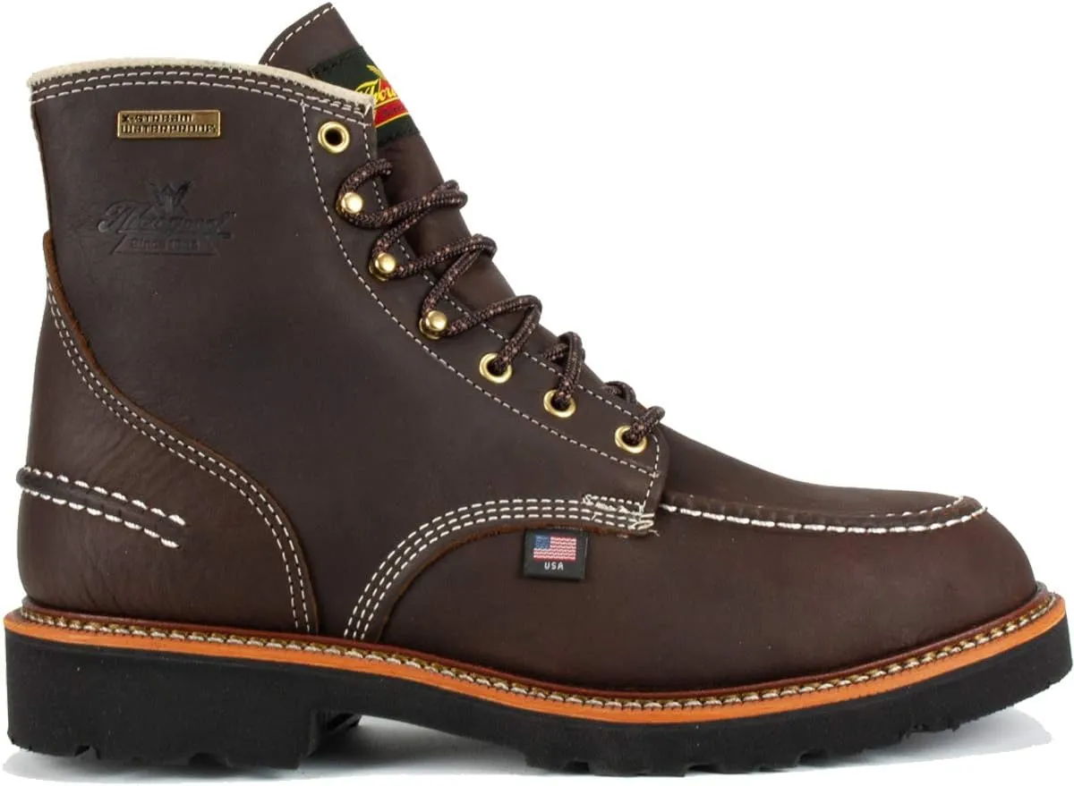 Thorogood 1957 Flyway 6 Waterproof Moc Toe Hunting Boots for Men - Premium Full-Grain Leather with Slip-Resistant Heel Outsole and Shock-Absorbing Footbed