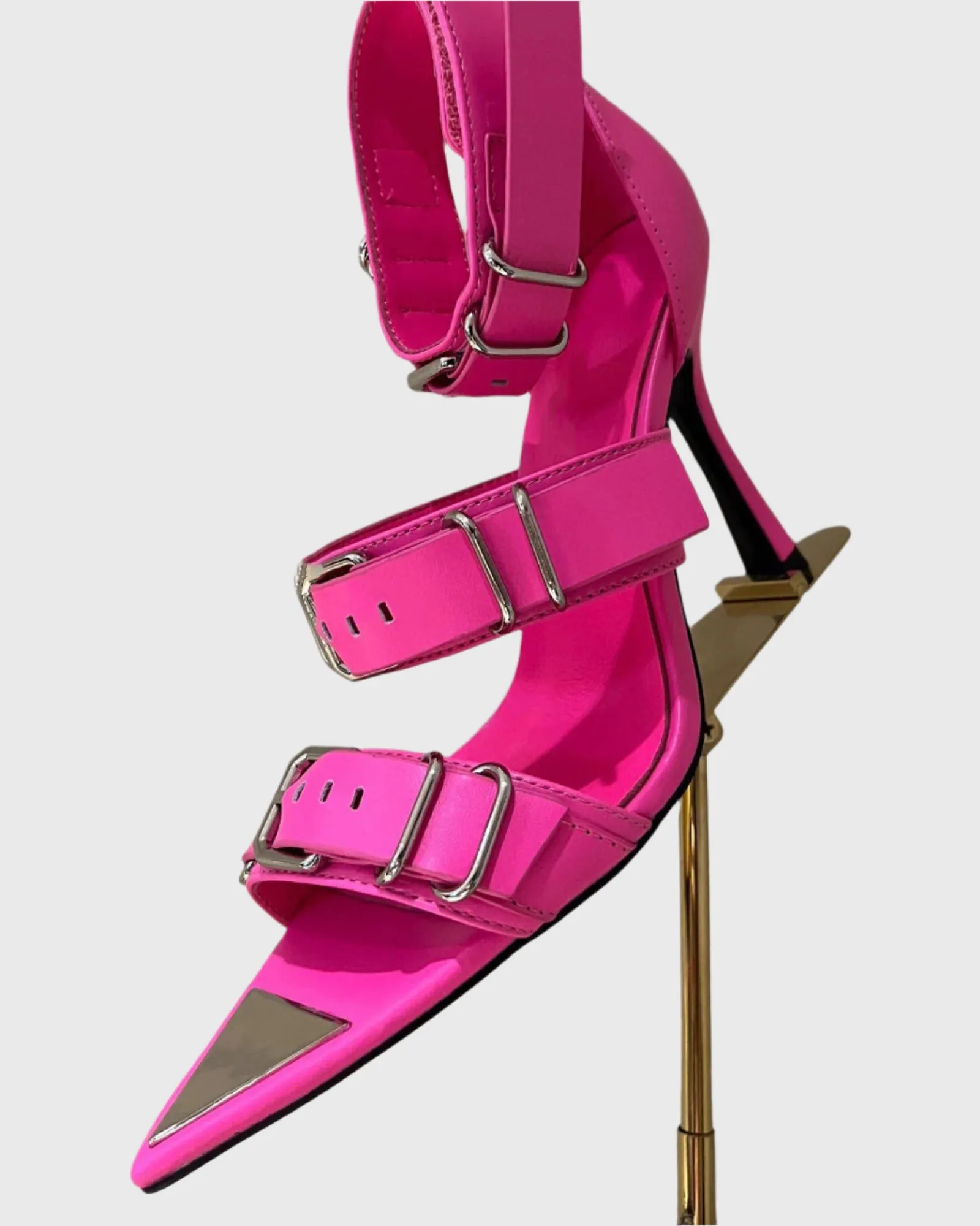 Valtina Buckle Strap Sandals In Hot Pink