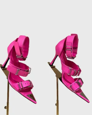 Valtina Buckle Strap Sandals In Hot Pink