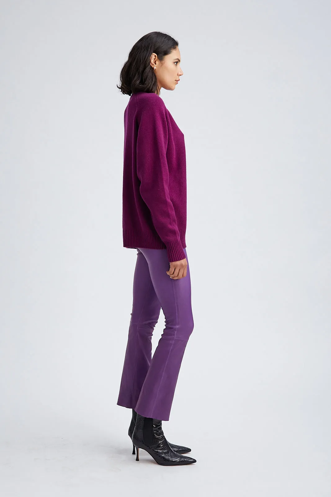 Violet Leather Ankle Flare Leggings PR