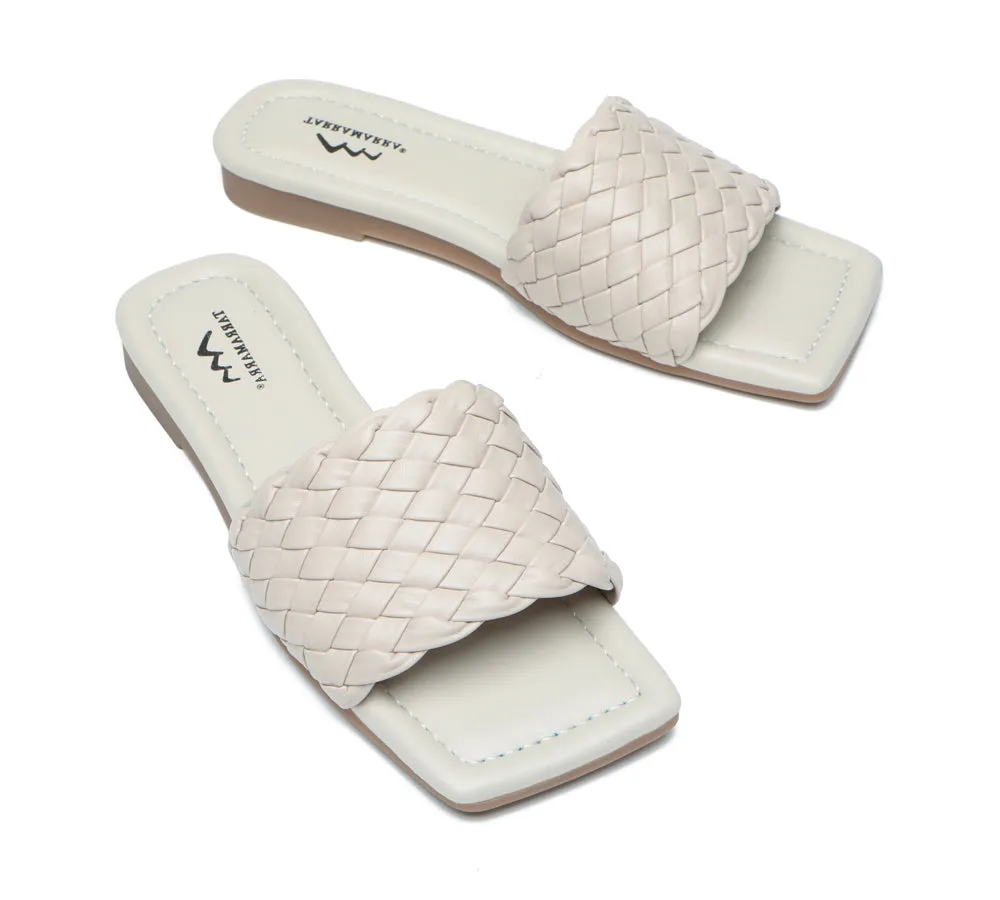 Women Flats Open Square Toe Woven Sandals Taunia