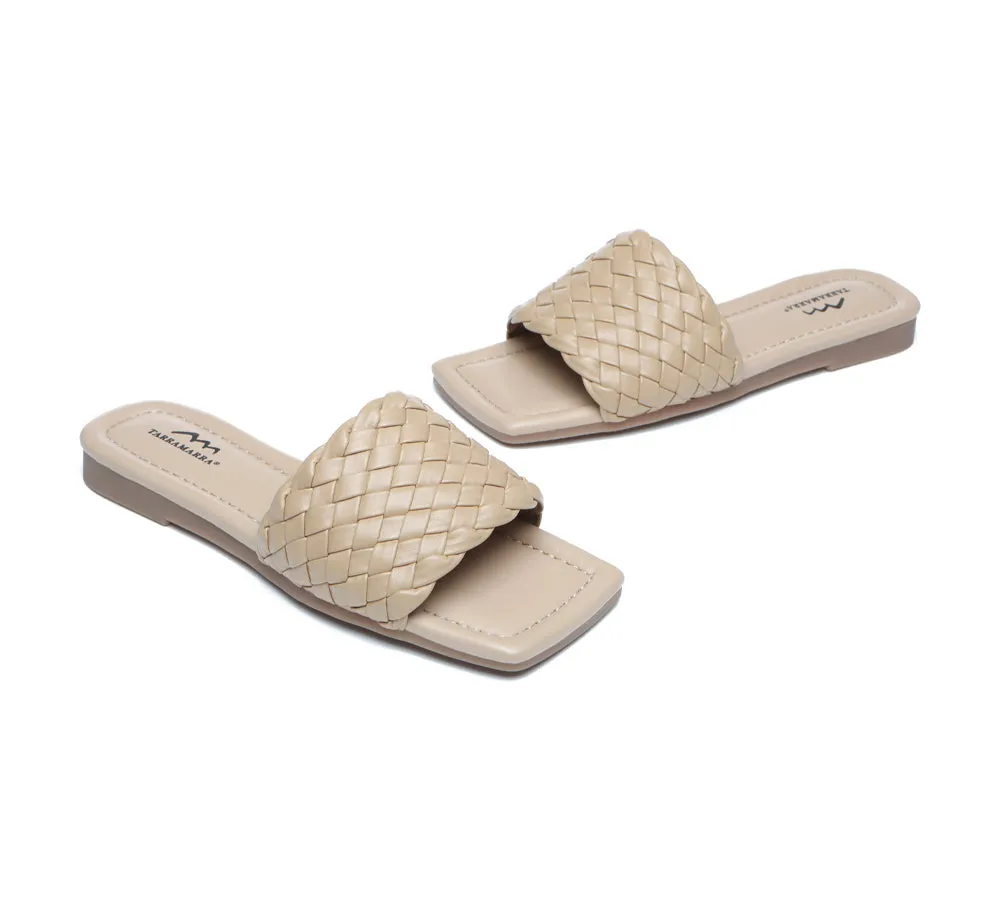 Women Flats Open Square Toe Woven Sandals Taunia