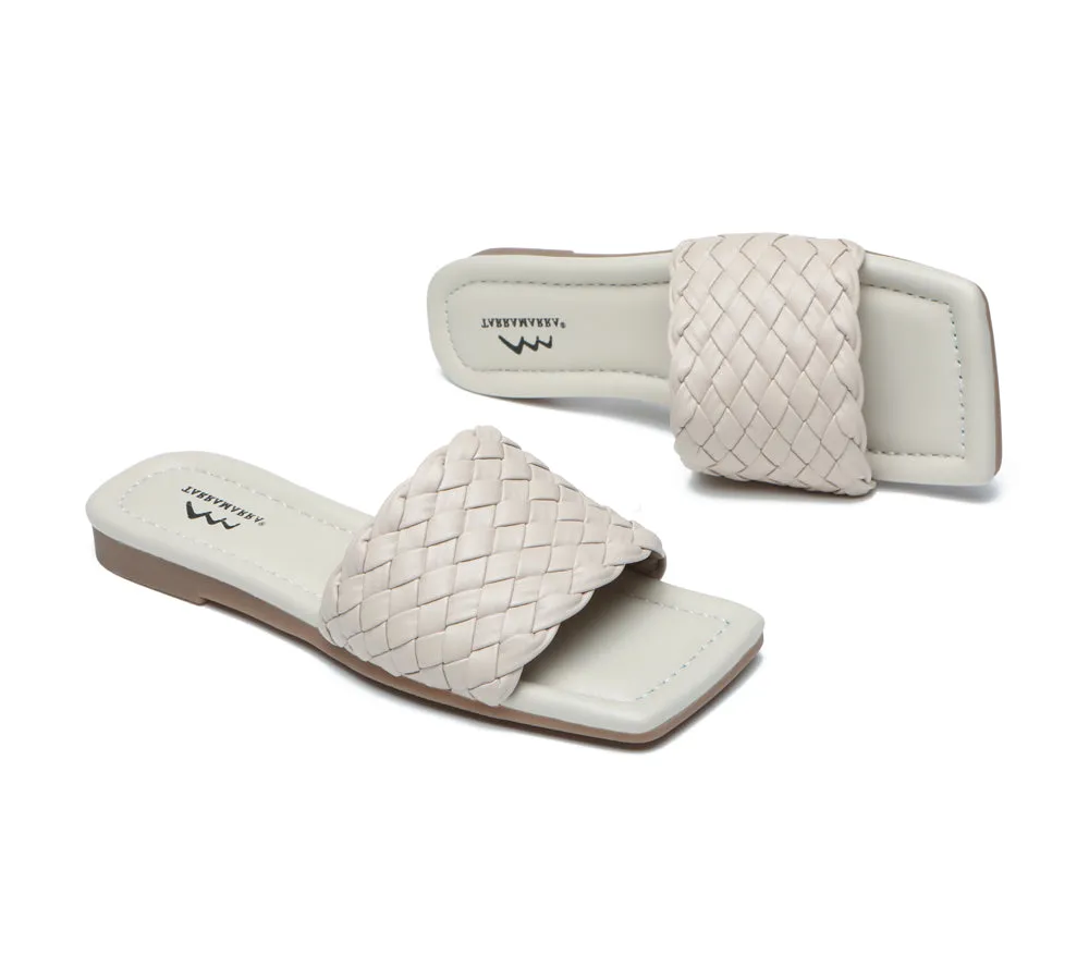 Women Flats Open Square Toe Woven Sandals Taunia