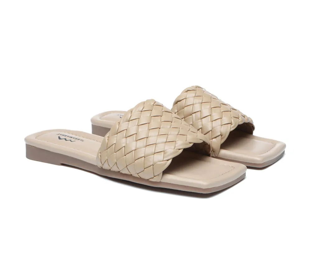 Women Flats Open Square Toe Woven Sandals Taunia