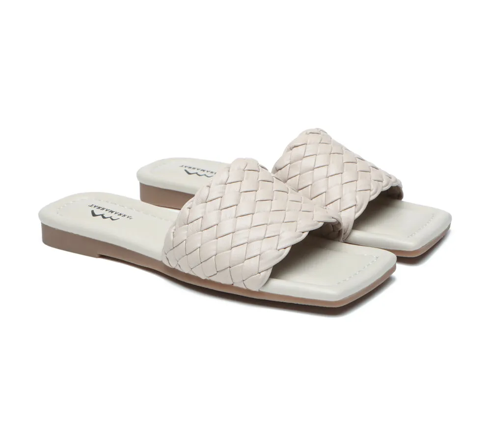 Women Flats Open Square Toe Woven Sandals Taunia