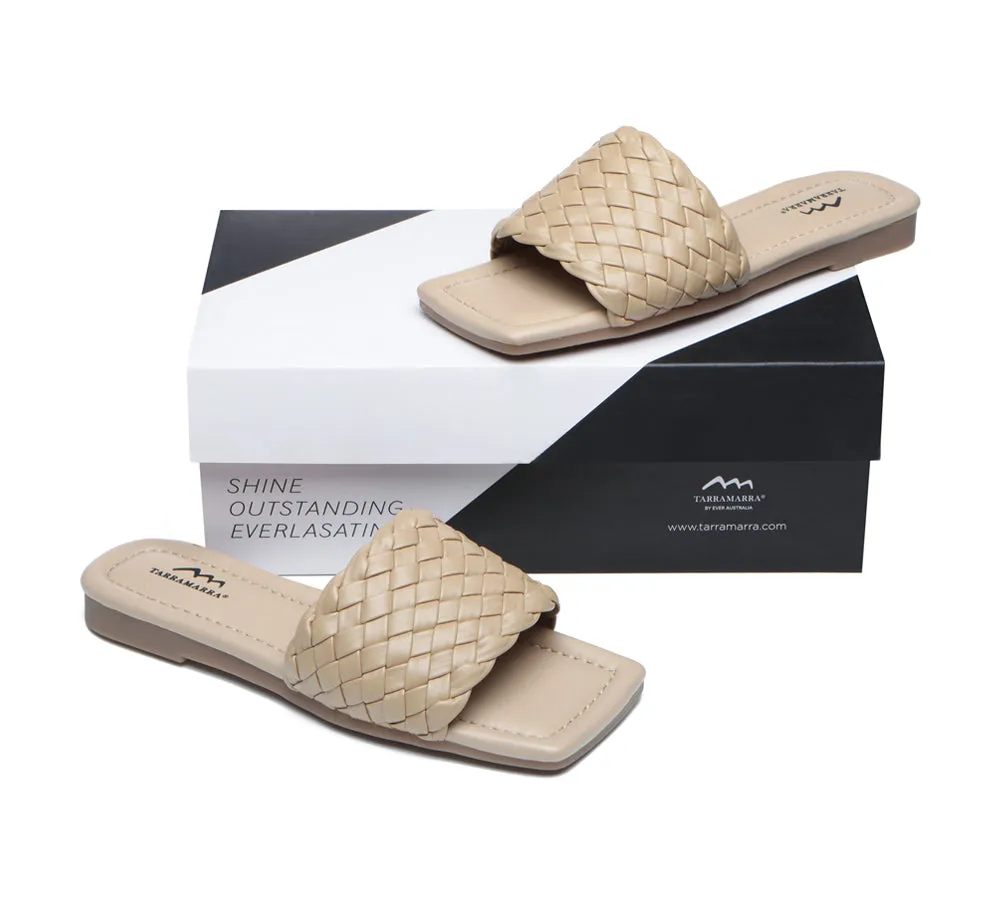 Women Flats Open Square Toe Woven Sandals Taunia