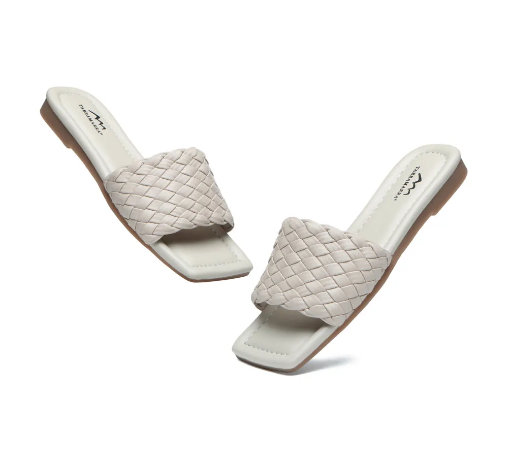 Women Flats Open Square Toe Woven Sandals Taunia