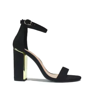 Women's Two Strap Heeled Sandal Black MF
